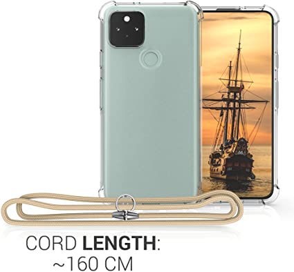 kwmobile対応:GooglePixel5ケース-首掛けスマホ肩掛けケースストラップシリコンカバー斜めがけ