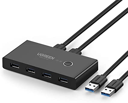 UGREEN 切替器 3.0 高速転送 USB 切り替え PC2台用 プリンタ マウス キーボード ハブなどを切替 手動切替器 プリンタ 切り替え機 USBケーブル 2 1.5m (附属品) (パソコン2：USB機器4)