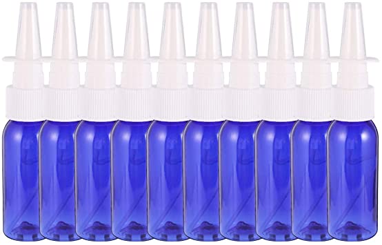 Frcolor 点鼻スプレーボトル 30ml 空容器 ミニスプレー 詰め替えボトル 遮光 プラスチック製 ドライノーズ対策 10本セット ブルー