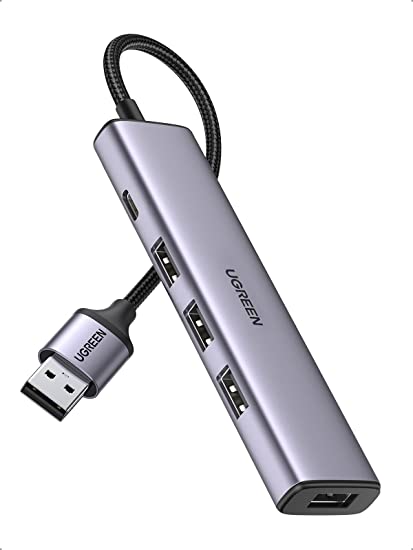 UGREEN USB3.0 ハブ 4ポート拡張 ノートPC/PS5/PS4/Xbox/Surfaceに適用 給電用USB-Cポート付き セルフ/バスパワー両対応 アルミケース 在宅勤務 ゲームに最適