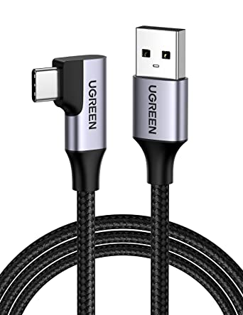 UGREEN usb c ケーブル L字 1M USB 3.0 急速充電 5Gbps データ転送 ナイロン編み 高耐久性 Xperia Galaxy S21 S20 S10 S9 A51 A71, PS5 コントローラ等に適用