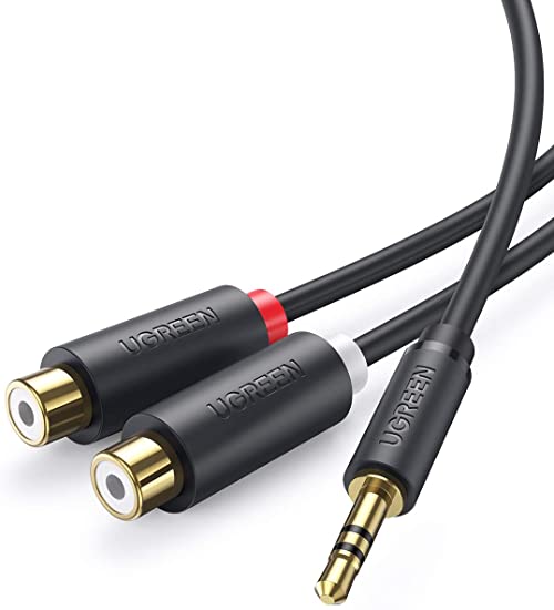 UGREEN rca 3.5mm 変換 ステレオミニ イヤホンジャック rca ケーブル 赤白 3.5mm(オス) - 2RCA(メス) スマートフォン MP3 AUX スピーカー アンプ ホームシアターなどに対応 20cm