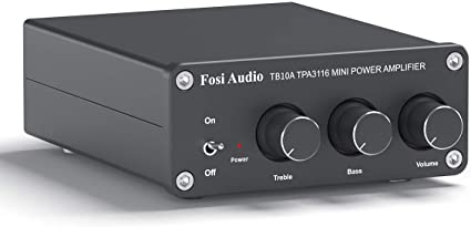 Fosi Audio TB10A 2チャンネル パワーアンプ ステレオオーディオアンプ レシーバー ミニHi-FiクラスDインテグレーテッドアンプ2.0CH、低音および高音コントロール付きホームスピーカー100W x 2 電源付き