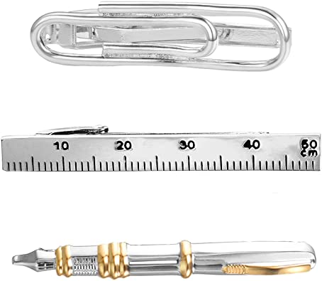 Yoursfs 面白いネクタイピン セット メンズ 数学 ネクタイピン 工具 万年筆 ネクタイピン 定規 ペーパークリップ 文具 銀 ゴールド おしゃれ ユニークプレゼント