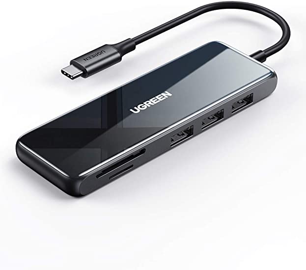 UGREEN USB C ハブ 6in1 Type C HUB HDMI 4K SD/TF カードリーダー USB 3.0 ハブ 3ポートが付き MacBook Pro 2019/2018/2017、Galaxy Note 10 S10 S9 S8 P