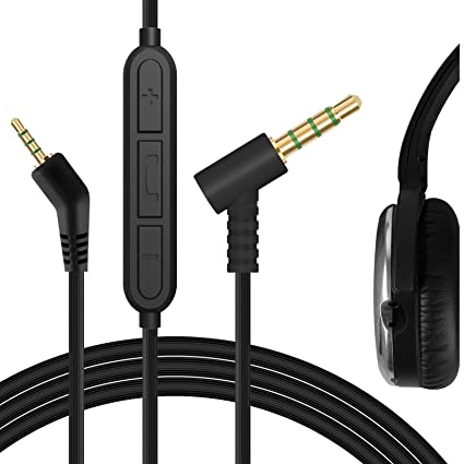 Geekria ケーブル QuickFit Audio 互換性 オーディオコード Bose QC3 ヘッドホンケーブル、2.5mm AUX に適合する インラインマイクと音量コントロール 130 cm