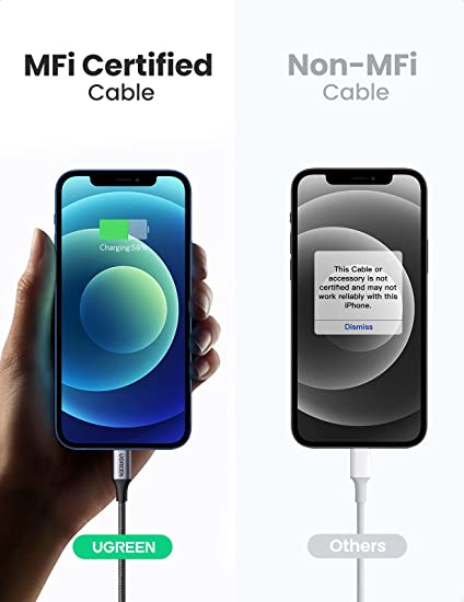 UGREEN USB-C Lightningケーブル MFi認証取得 PD対応 1M 急速充電 ライトニングケーブル 高耐久 ナイロン編み iPhone 13/12/12 Pro/12 mini/12 ProMax/iPhone 11/ 11 Pro/