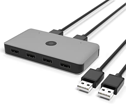 USB切替器 Anikks 切り替え機 PC2台用 USB2.0セレクター usb スイッチ プリンタ マウス ハブ キーボード切替機 usb 手動 切替 切り替え 1.5mUSBケーブルx2附属 パソコン2：USB機器4