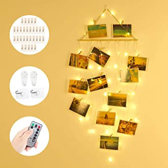 Anpro 写真飾りライト LEDストリングライト 58LED 写真クリップ ライト 防水 結婚式 写真壁 誕生日 クリスマス 吊り下げ写真 暖かい色