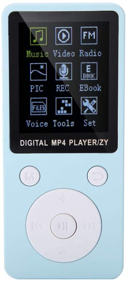 Richer-R MP4プレーヤー デジタルオーディオプレーヤー ポータブルスクリーンMP4音楽プレーヤー 32GB TFカード ヘッドフォンロングスタンバイ時間付き 超軽量(ブルー)