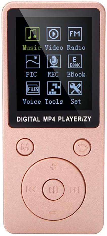 Richer-R MP4プレーヤー デジタルオーディオプレーヤー ポータブルスクリーンMP4音楽プレーヤー 32GB TFカード ヘッドフォンロングスタンバイ時間付き 超軽量(ピンク)