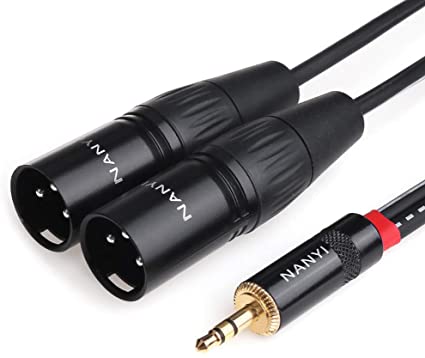 NANYI XLR 3.5mmスプリッタケーブル、TRSステレオオスXLRオス相互接続オーディオマイクケーブル、Yスプリッタアダプタケーブルケーブル長3メートル3M