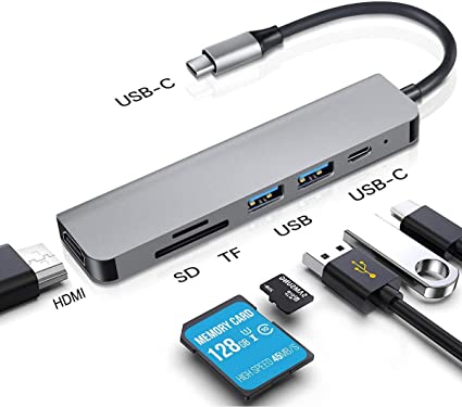 USB C ハブ USB Type C ハブ 6in1 MacBook Pro/Air USB3.0 ハブ 6ポート 4K HDMI出力 100W PD急速充電 SDMicro SDカードリーダー 高速データ転送 MacBook/MacBook Pro