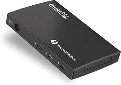 Plugable 4-in-1 Thunderbolt 4 ハブ USBC-HDMI 変換アダプター付き 60W ホスト充電対応 Mac および Windows システム用 - USB-C、Thunderbolt 3、Thunderbolt 4、USB