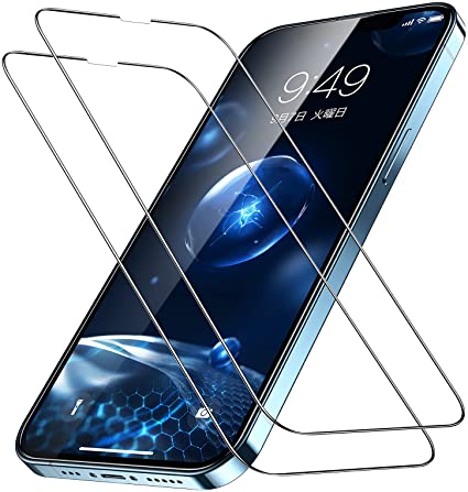 軍用級全面保護 Humixx iPhone13用/ iPhone13 Pro用ガラスフィルム 10H強化ガラス 2枚入り 強力保護 高い光透過率 ガイド枠付き 気泡防止 指紋防止 iPhone13用 13Pro用フィルム (6.1 インチ)