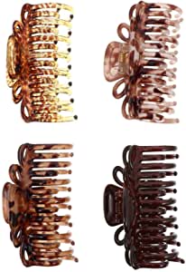 BESTOYARD バンスクリップ ヘアクリップ べっ甲 大 ヘアクリップ バレッタ ヘアアクセサリー 髪留め クリップ 大きめ ヘアピン 髪飾り 4個セット