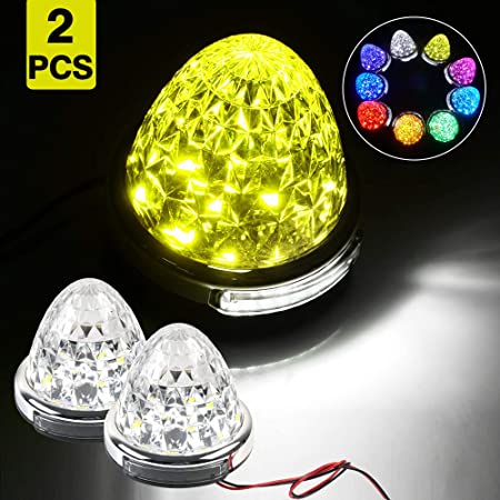 Cartist LED サイドマーカーランプ 路肩灯 両面発光 トラック専用 2020年 最新型 IP67 防水 DC 10-50V 無極性 丸型 新型LEDマーカー 高輝度 色選択可 メッキリング 2個セット 耐高温PC素材 メッキ付き (2個セット