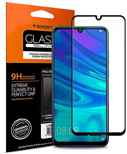 Spigen 全面保護 ガラスフィルム Huawei Nova Lite 3 (P smart 2019) 用 フルカバー Huawei Nova Lite3 用 保護 フィルム 1枚入