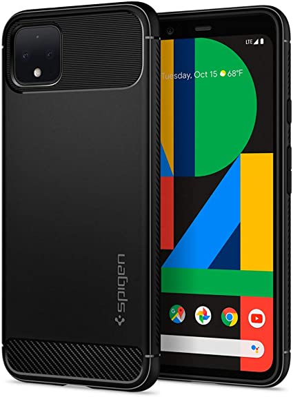 Spigen Pixel 4XL ケース TPU 米軍MIL規格取得 耐衝撃 衝撃吸収 ラギッド アーマー F25CS27554 (マット ブラック)