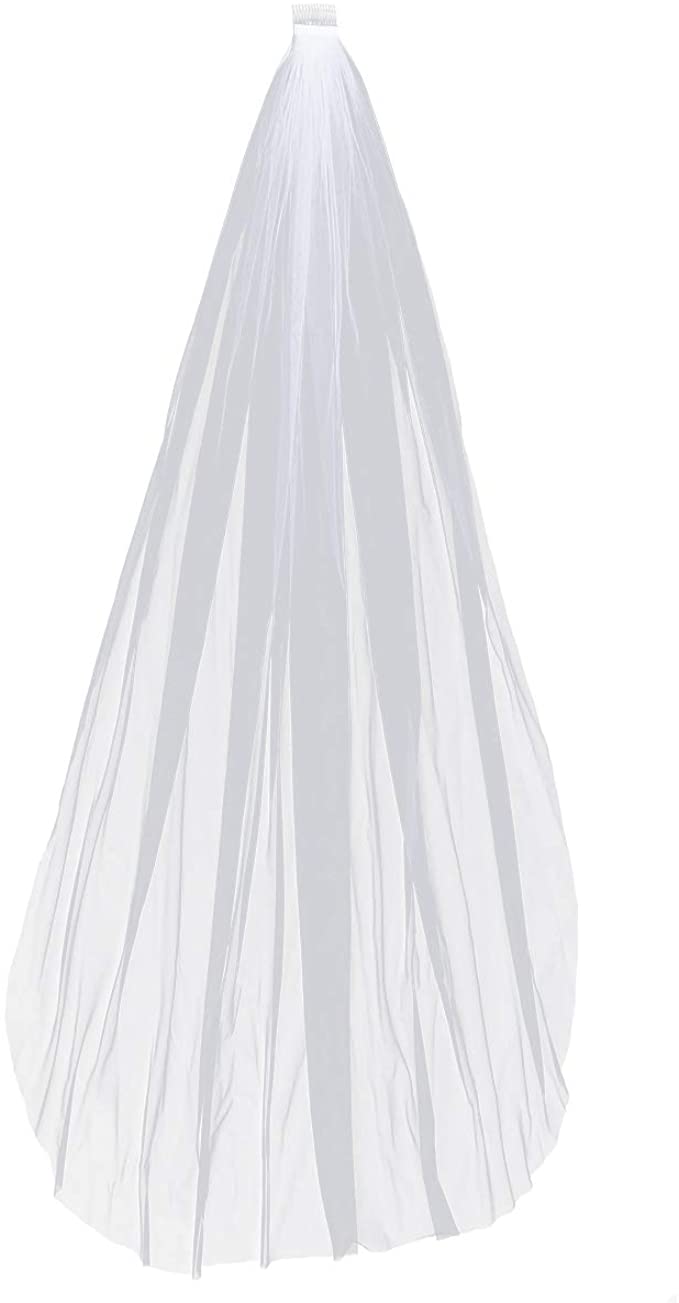 TOYMYTOY ウエディングベール 単層 花嫁ベール レース刺繍 花嫁用品 レース 結婚式 アクセサリー ピュアホワイト、2メートル