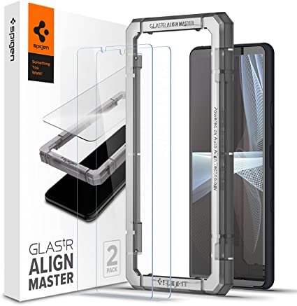 Spigen AlignMaster ガラスフィルム Sony Xperia 10 III と Xperia 10 III Lite 用 ガイド枠付き ソニー Xperia10 iii と Xperia 10 iii ライト 対応 保護 フィルム 2枚