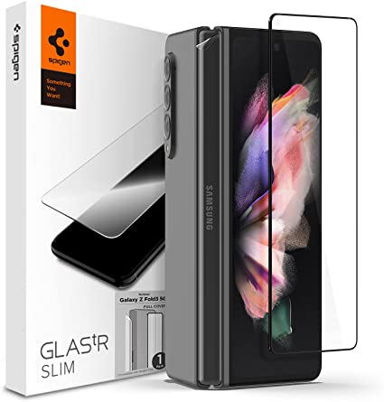 Spigen 保護フィルム Galaxy Z Fold 3 対応 2枚セット 液晶全面保護 ガラスフィルム 1枚と ヒンジ用 保護フィルム1枚