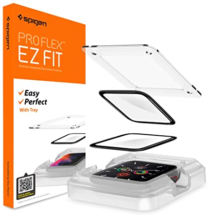 Spigen ProFlex EZ Fit 全面保護 フィルム Apple Watch Series 6 / 5 / 4 / SE 44mm 用 貼り付けキット付き アップルウォッチ6 44mm / SE 44mm 対応 液晶保護フィルム フルカバー