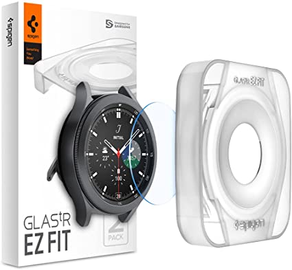 Spigen EZ Fit ガラスフィルム Galaxy Watch 4 Classic 46mm 用 貼付キット付き Galaxy Watch4 クラシック 46mm 対応 保護 フィルム 2枚入