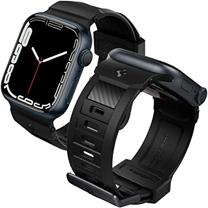 Spigen Apple Watch バンド Series 7 45mm / 44mm / 42mm コンパチブル 一体型 軽量 速乾 柔軟 AMP02854 (マット ブラック)