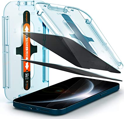 Spigen EZ Fit 覗き見防止 ガラスフィルム iPhone 12 Pro Max 用 貼り付けキット付き iPhone12Pro Max 用 保護 フィルム のぞき見防止 2枚入