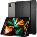 Spigen iPad Pro 12.9 2021 ケース カバー スリム 軽量 スタンド Apple Pencil対応 オートスリープ 三つ折 高級PUレザー アイパッドプロ12.9 第5世代 スマートフォールド ACS02882 (ブラック)