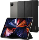 Spigen iPad Pro 12.9 ケース 2021 三つ折り スタンド カバー Apple Pencil収納 スリム 軽量 オートスリープ リキッド エアーフォリオ ACS02884 (ブラック)