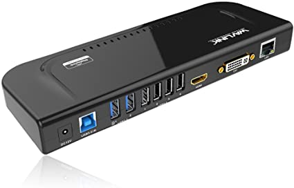 WAVLINK ドッキングステーション/USBハブ /usb hdmi ポート/DVIポート/VGAポート/1Gbps LANイーサネットポートDVI/HDMI-最高解像度2048x1152/6xUSB-ポート/3.5mm オーディオジャック/2台モニ