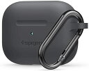 Spigen Apple AirPods Pro ケース カラビナ リング 付き シンプル シリコン 収納ケース 軽量 キズ防止 防塵 衝撃 吸収 ワイヤレス充電 対応 エアポッズ プロ カバー シュピゲン シリコン フィット ASD00536 (