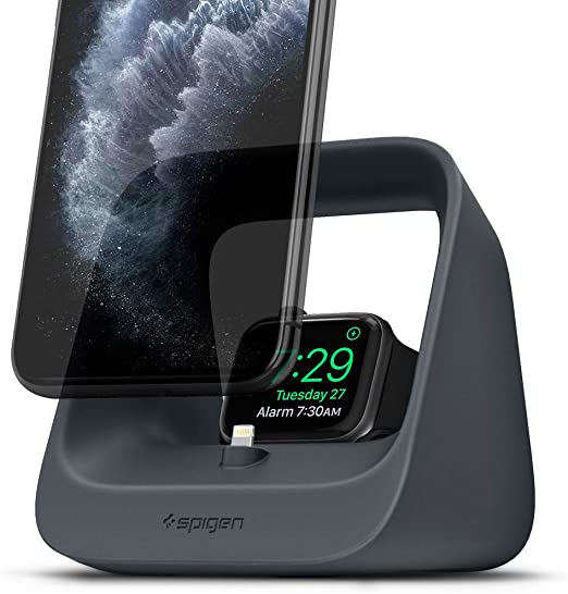 Spigen Apple製品専用 2in1 充電スタンド クレードル (ドック) / iPhone / AirPods Pro / AirPods / Apple Watch 全シリーズ / Apple Pencil 対応 2製品同時充電対応スタン