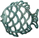 Sungmorヘビーデューティ鋳鉄かわいい脂肪魚のトリベット-17.8 19 1.9cm-レトロな素朴な外観さび止めラックスタンドホルダー、ホットパンまたはティーポット、キッチンダイニングテーブルの装飾用