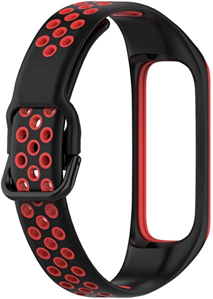 SHEAWA Galaxy Fit2用 バンド 交換バンド ベルト シリコン スポーツバンド アクセサリー 通気性に優れSamsung Galaxy Fit 2対応 (ブラック+レッド)