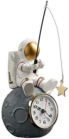 WINOMO テーブル宇宙飛行士時計子供学生ベッドサイドクロック宇宙飛行士置物時計寝室オフィスリビングルーム宇宙飛行士時計 (バッテリなし)
