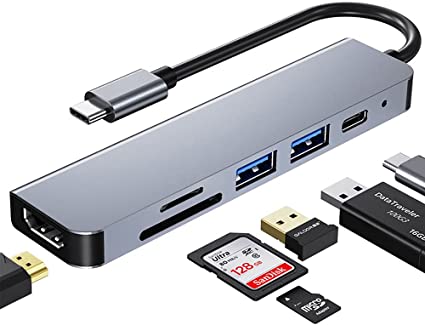 USB C ハブ アダプタ 6-in-1 usb ハブ type-c 4KHDMI対応 87W急速PD充電 USB3.0/2.0ポート+SDTFカード スロット搭載 USB typec ハブ thunderbolt 3 対応 タイプc ハブ Mac