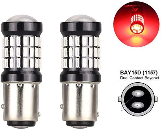 S25 P21/5W ダブル球 レッド 12V 24V兼用 1157 BAY15D BA15S LEDバルブ 60連 4014 超高輝度 LEDランプ 汎用 ブレーキライト 2個入 ハイブリッド車対応