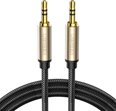 UGREEN 3.5mm オーディオケーブル オスオス 高耐久ナイロン auxケーブル 3.5mmステレオミニプラグ ヘッドホンケーブル 3極/TRS オーディオケーブル 高耐久性 24K金メッキ コネクター ヘッドホン/スピーカー/車/Android