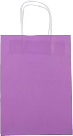 xuuyuu 手提げ袋 ギフトバッグ 25枚 結婚式用クラフト紙 純色 リサイクル可能 紙バッグ 厚手 クリスマス 新年会 結婚式(紫)