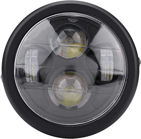 Akozon オートバイのヘッドライト6.5インチユニバーサル12 v LED電球フロントヘッドライトHeadLamp(黒)
