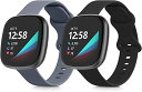 kwmobile 2x 対応: Fitbit Versa 3 / Sense バンド - 交換ベルト シリコンバンド ソフト TPU 耐久性 - 黒色/赤色/黒色/グレー