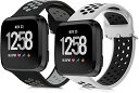 kwmobile 2x 対応: Fitbit Versa/Versa Lite/Versa 2 バンド - 交換ベルト シリコンバンド ソフト TPU 耐久性 - 黒色/紺色