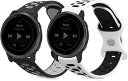 kwmobile 2x 対応: Garmin Venu Sq/Venu 2 Plus/vivomove sport バンド - 交換ベルト サイズL 活動量計 シリコン 耐久性 - 黒色/紺色