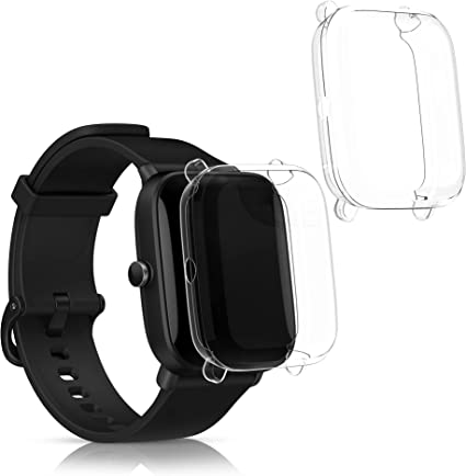 kwmobile 2x 対応: Huami Amazfit A1608 / Bip U/U pro ケース - 保護ケース 耐衝撃 全面保護 TPU 軽量 - クリア 透明 透明