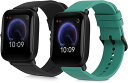 kwmobile 2x 対応: Huami Amazfit Bip U/U pro バンド - 交換ベルト シリコンバンド ソフト TPU 耐久性 - 黒色/紺...