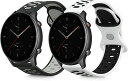 kwmobile 2x 対応: Huami Amazfit GTR (47mm) / GTR 2 / GTR 2e / GTR3 / GTR 3 Pro バンド - 交換ベルト サイズL 活動量計 シリコン 耐久性 - 黒色/紺色