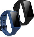 kwmobile 2x 対応: Huawei Band 6 / 6 Pro バンド - 交換ベルト シリコンバンド ソフト TPU 耐久性 - 黒色/紺色